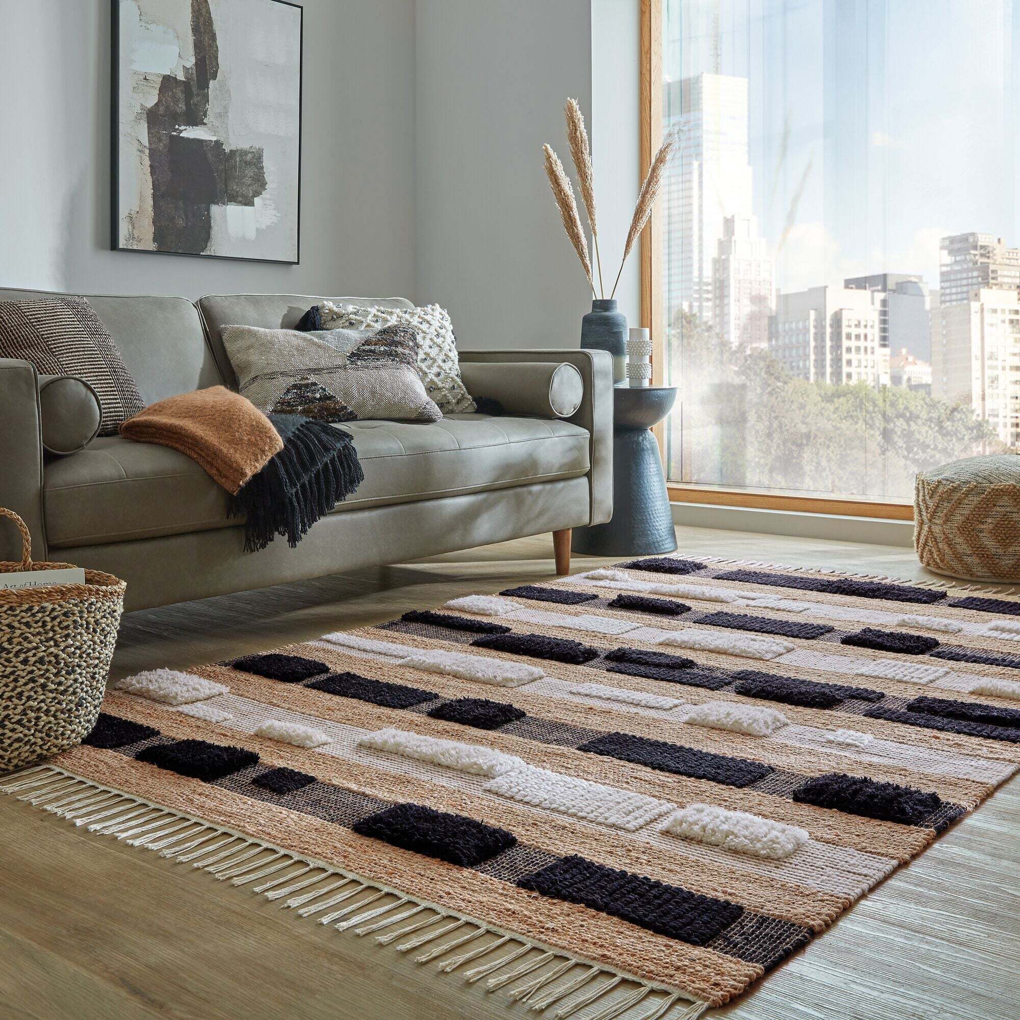 Tapis jute et laine MEDINA BLOCKS