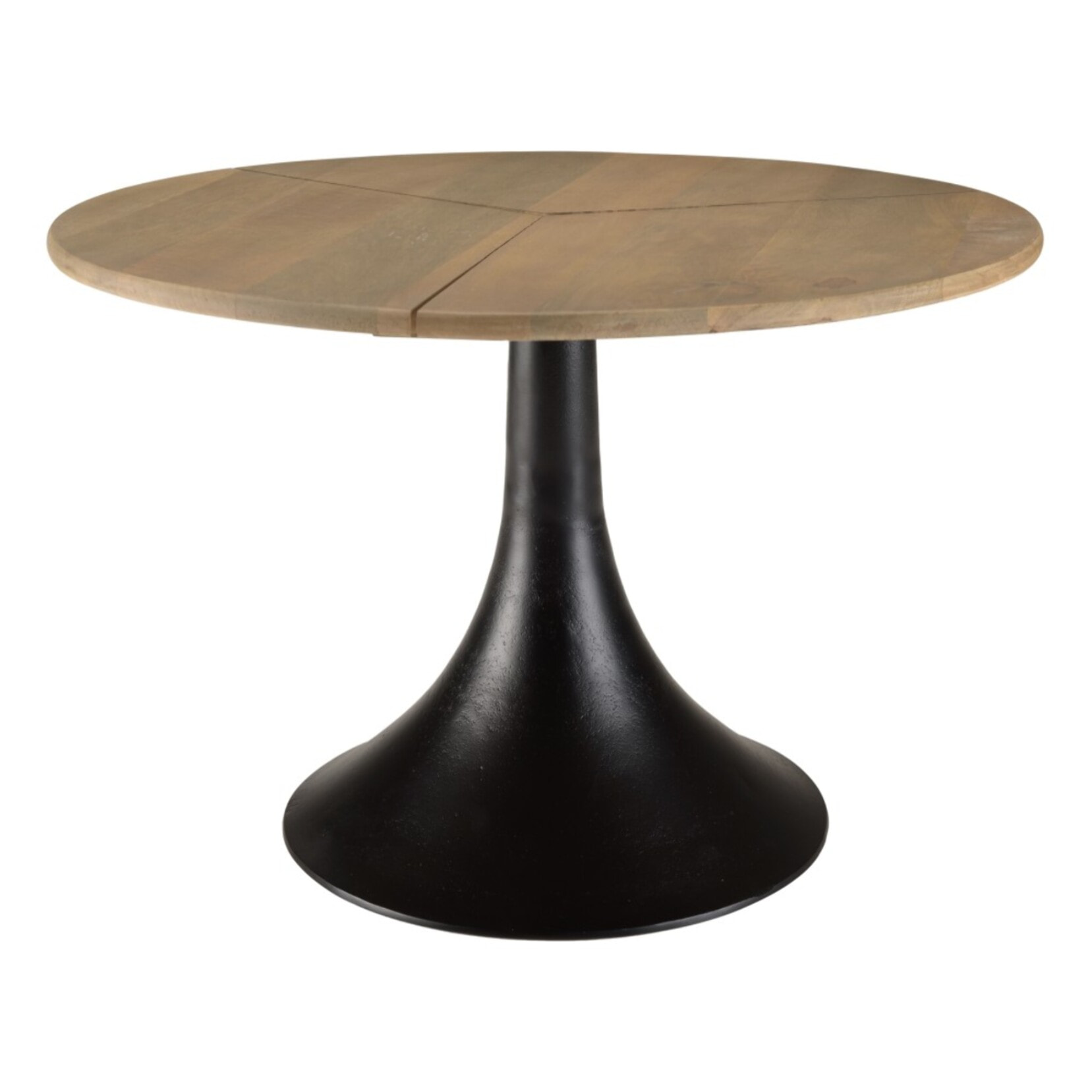JAMES - Table d'appoint 65x65cm plateau en manguier pied évasé noir mat