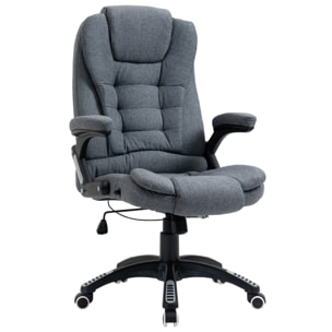 Vinsetto Fauteuil de bureau direction ergonomique hauteur réglable dossier inclinable toile de lin gris chiné