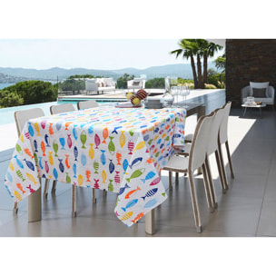 Tovaglia Cucina In 100% Cotone Made In Italy Disegno Fish Color 140x140