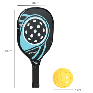 Lot de 4 raquettes de pickleball 4 balles jaune et sac de transport bleu noir