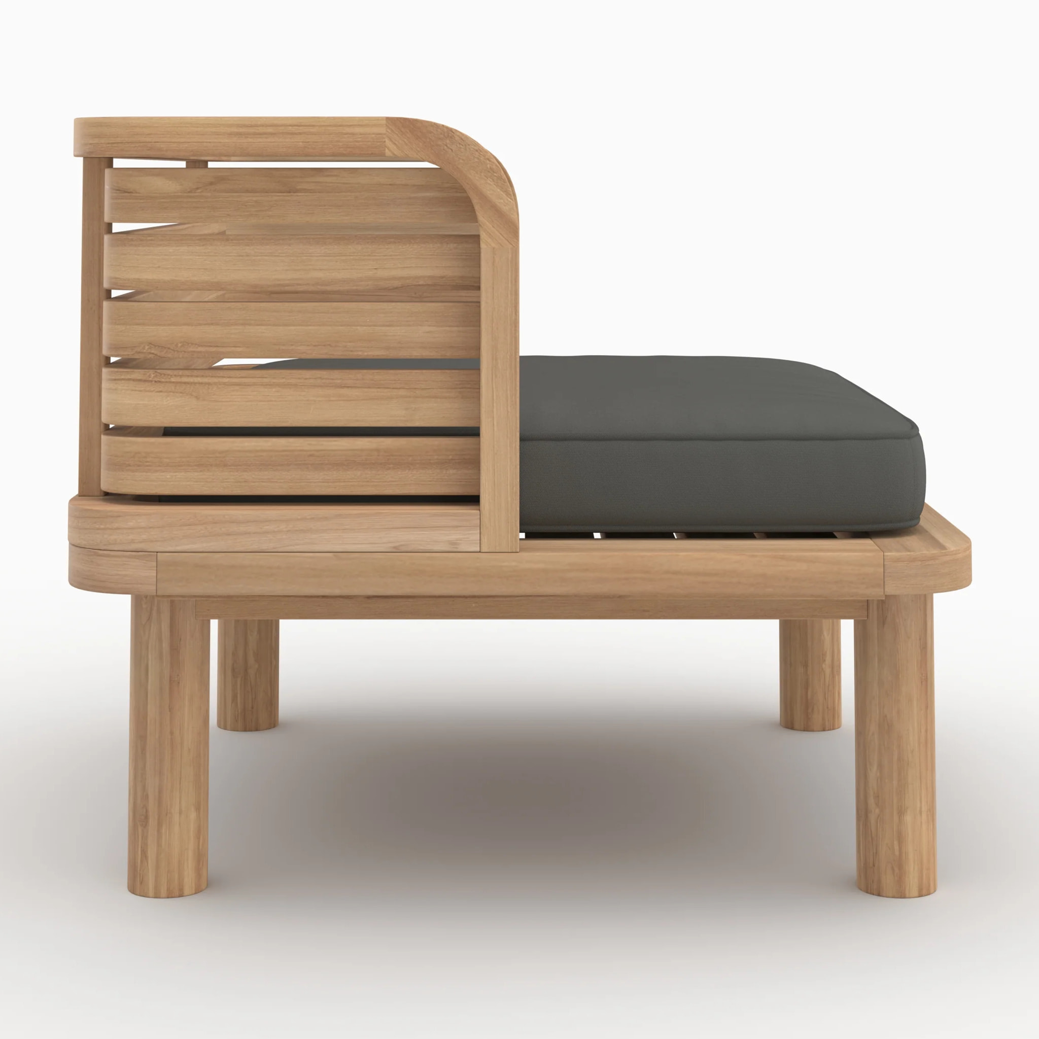 Fauteuil de jardin en teck massif et coussin gris - Kilda