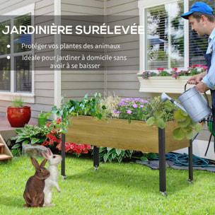 Jardinière sur pieds - potager sur roulettes - inserts d'irrigation, feutre de drainage inclus - bois sapin autoclave