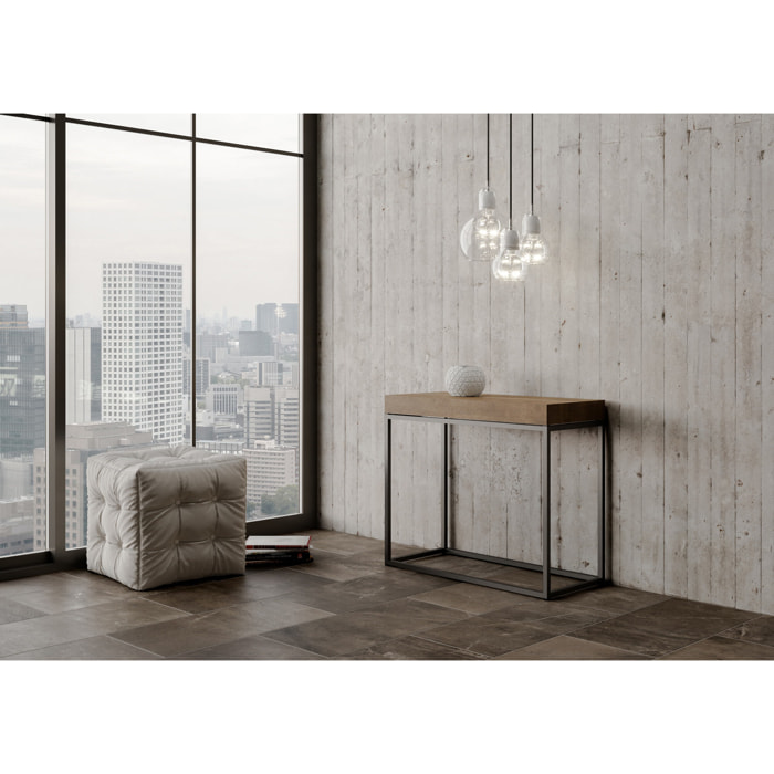 Console extensible 90x40/196 cm Nordica Small Noyer cadre Anthracite