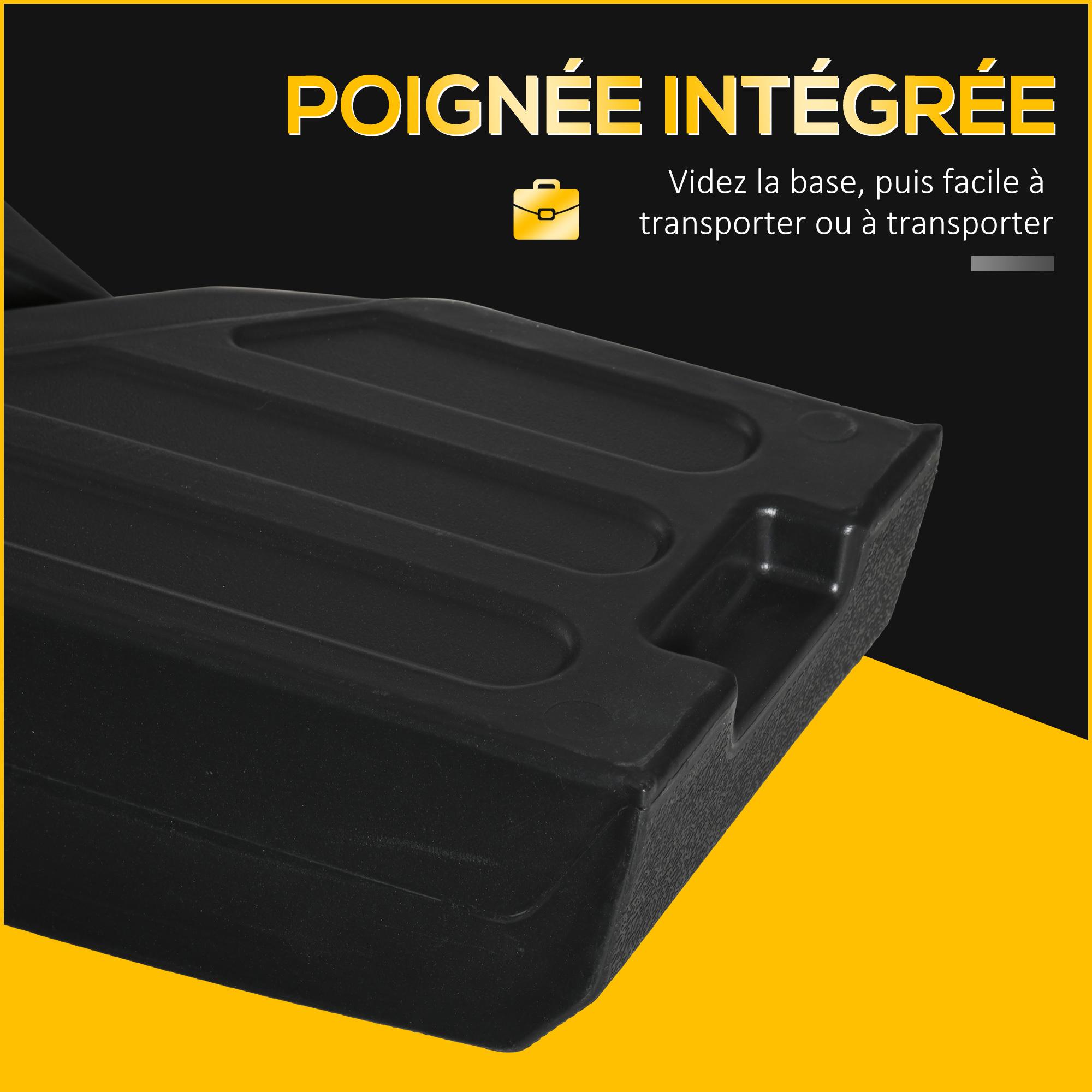 Lot de 4 poids de lestage avec poignées - compatibilité parasols déportés piètement croix - HDPE texturé noir