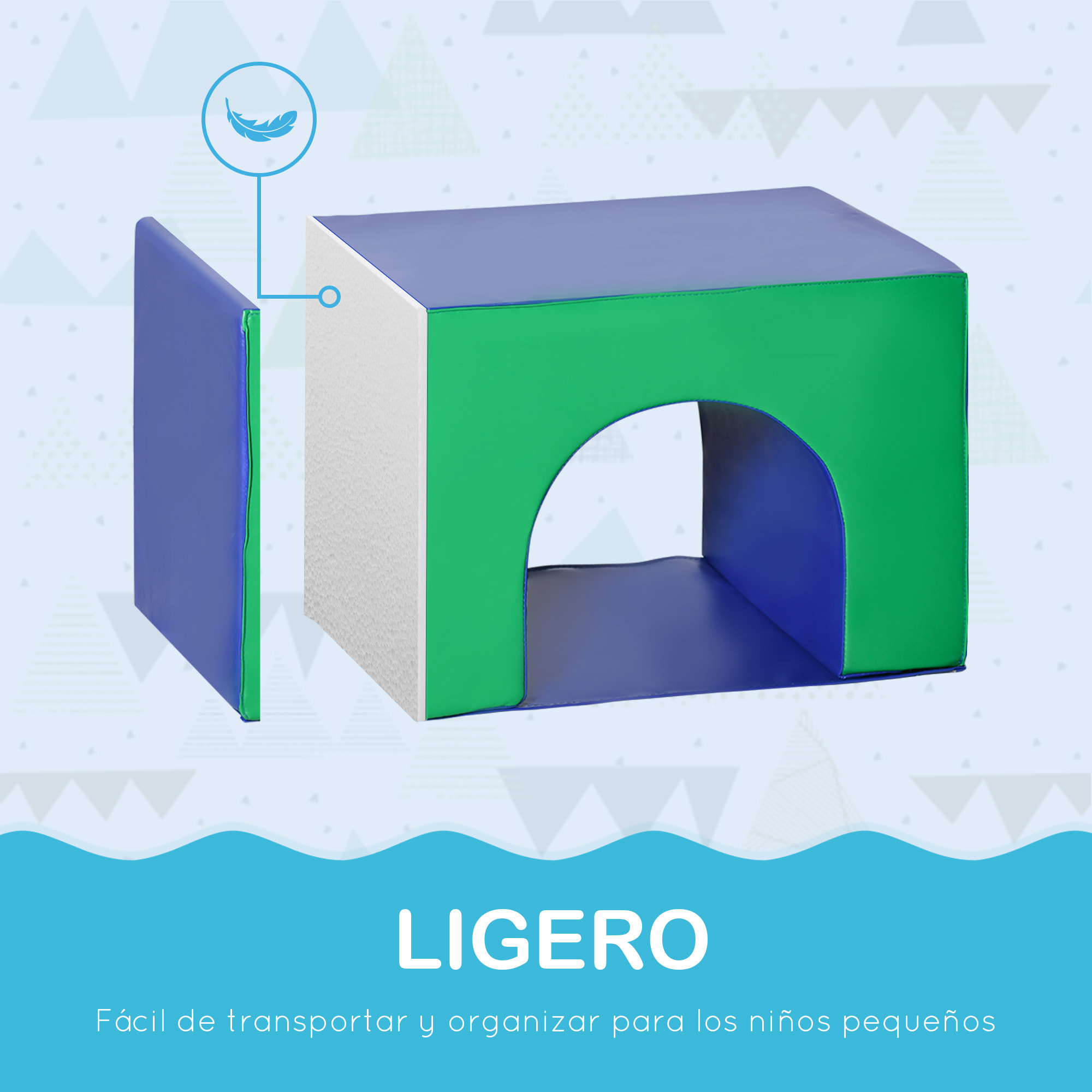 Juego de 7 Bloques Psicomotricidad para Niños Bloques de Construcción Figuras de Construcción Juguete para Aprendizaje para Escalar y Gatear Multicolor