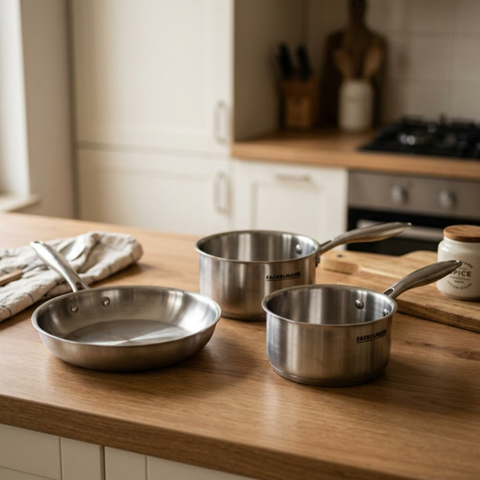 Set poêle à Frire et Casseroles en inox 18/10 Triply Fackelmann Vita3