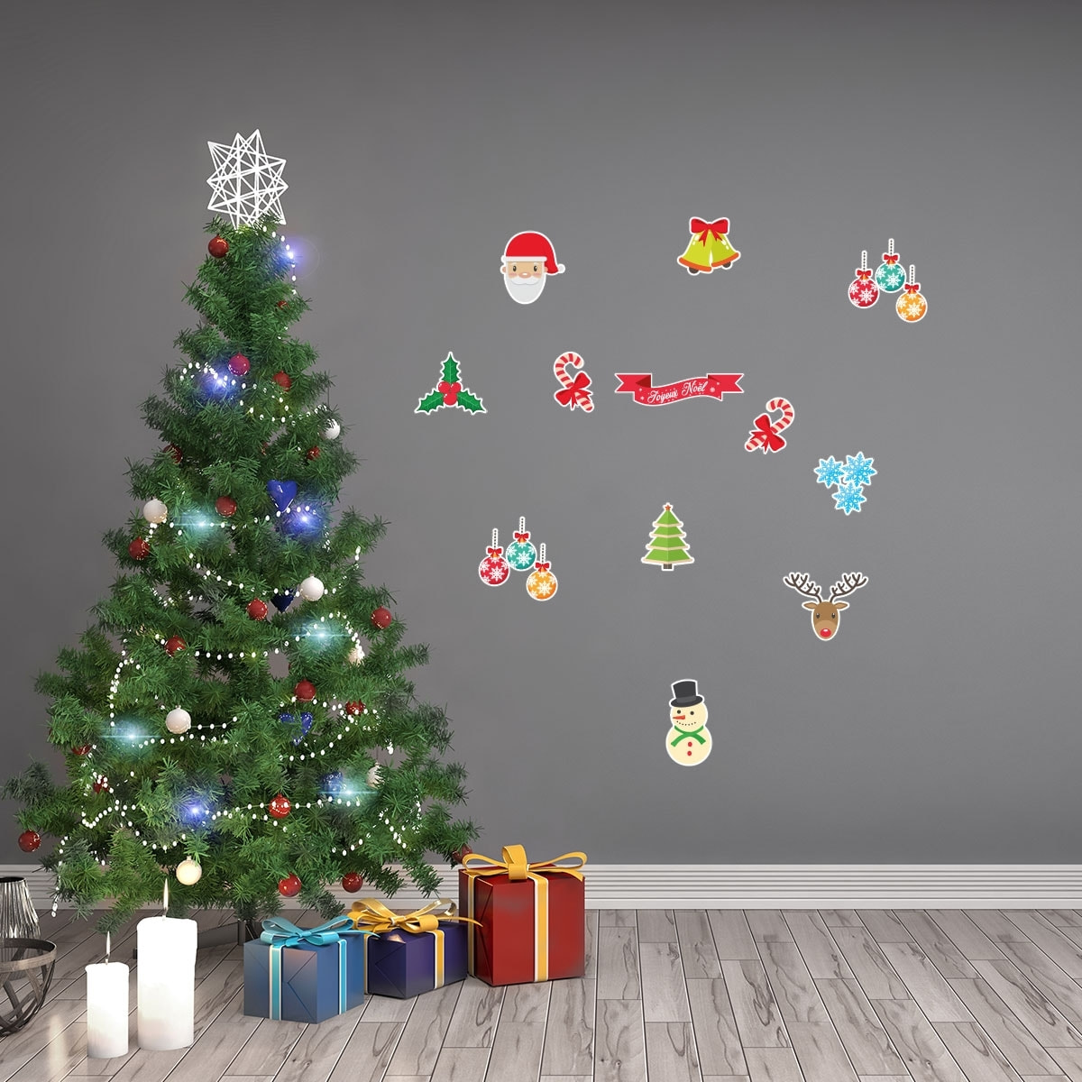 Sticker Noël Joyeux Noël pour enfant - Autocollants stickers adhésifs noël - décoration fêtes