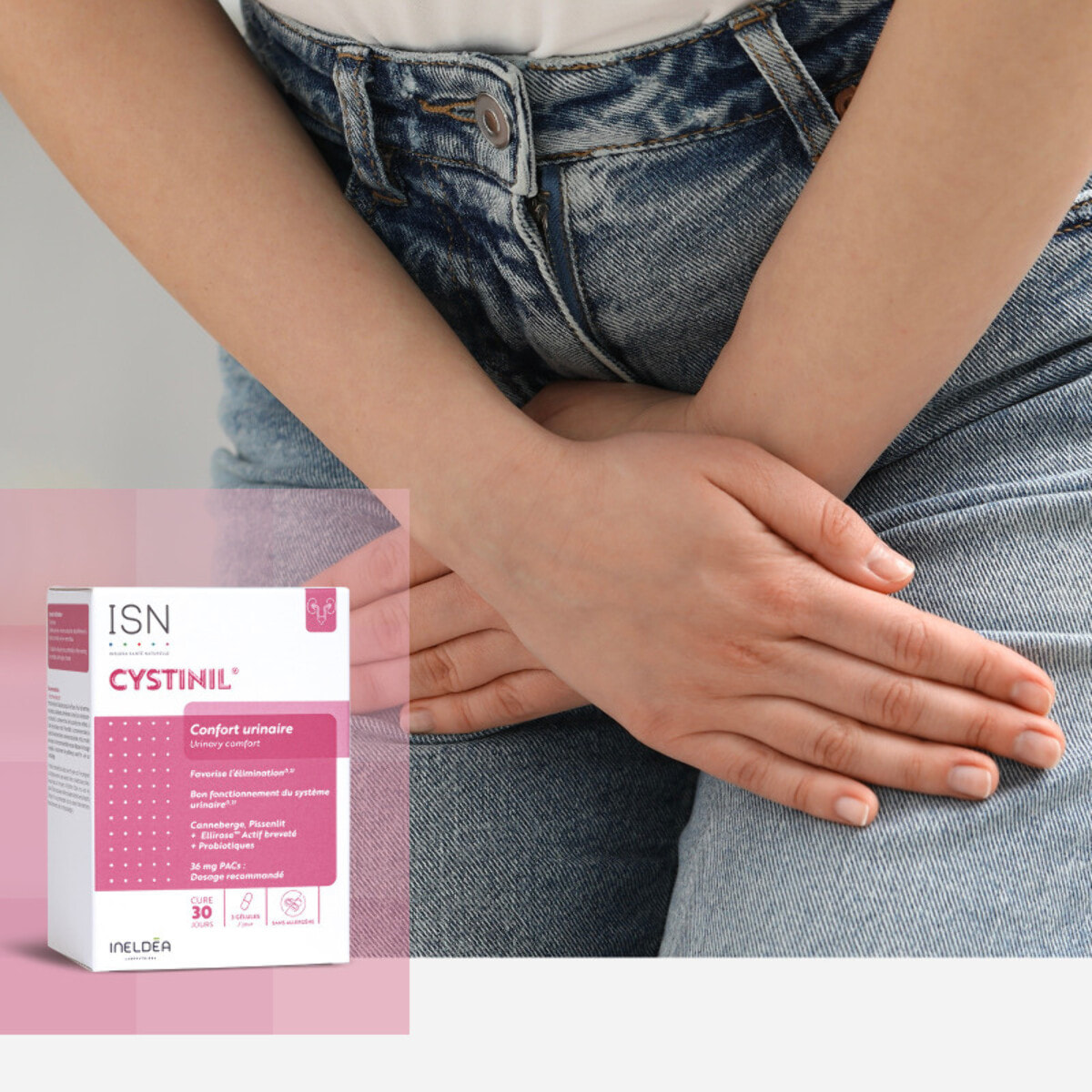 ISN - Cystinil - Complément alimentaire à base de Cranberry, Pissenlit, Probiotiques - Améliore le confort urinaire - Cure 30 jours