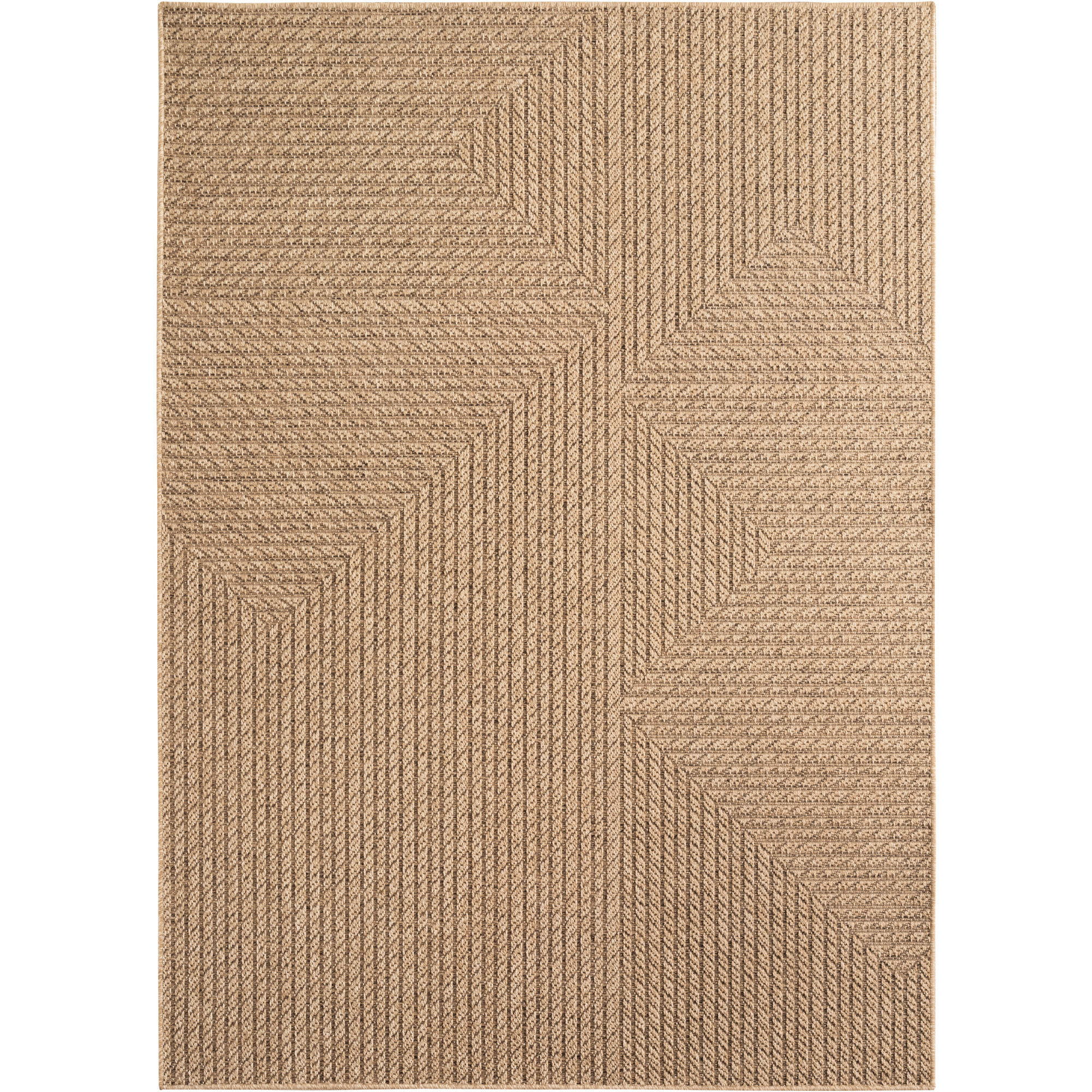 LINORA - Tapis intérieur/extérieur beige effet jute à motif graphique