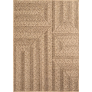 LINORA - Tapis intérieur/extérieur beige effet jute à motif graphique