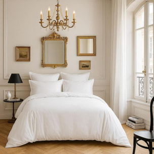 Housse De Couette 100% Satin de Coton lavé 105 Fils Blanc