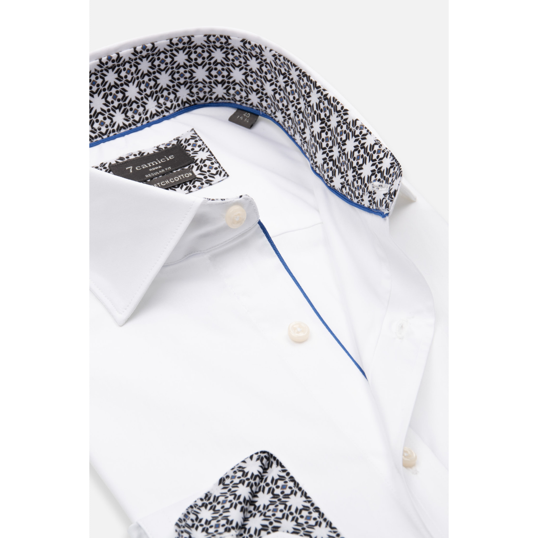 Camicia Uomo Kent Regular Fit Popeline Stretch Unito Bianco