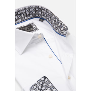 Camicia Uomo Kent Regular Fit Popeline Stretch Unito Bianco