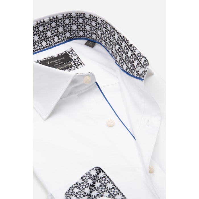 Camicia Uomo Kent Regular Fit Popeline Stretch Unito Bianco