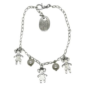 Pulsera perlas y charms niñas en plata chapado