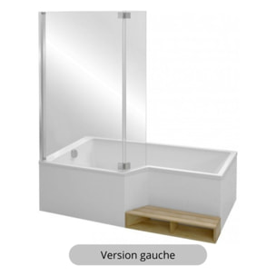 Pack baignoire bain douche 160 x 90  Neo version gauche + tablier + pare bain chromé