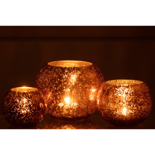 J-Line photophore Boule Craquele Effet Nacré - verre - marron - large