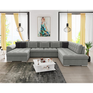Chuck - canapé panoramique XXL - convertible avec coffre - 7 places - droit - Gris