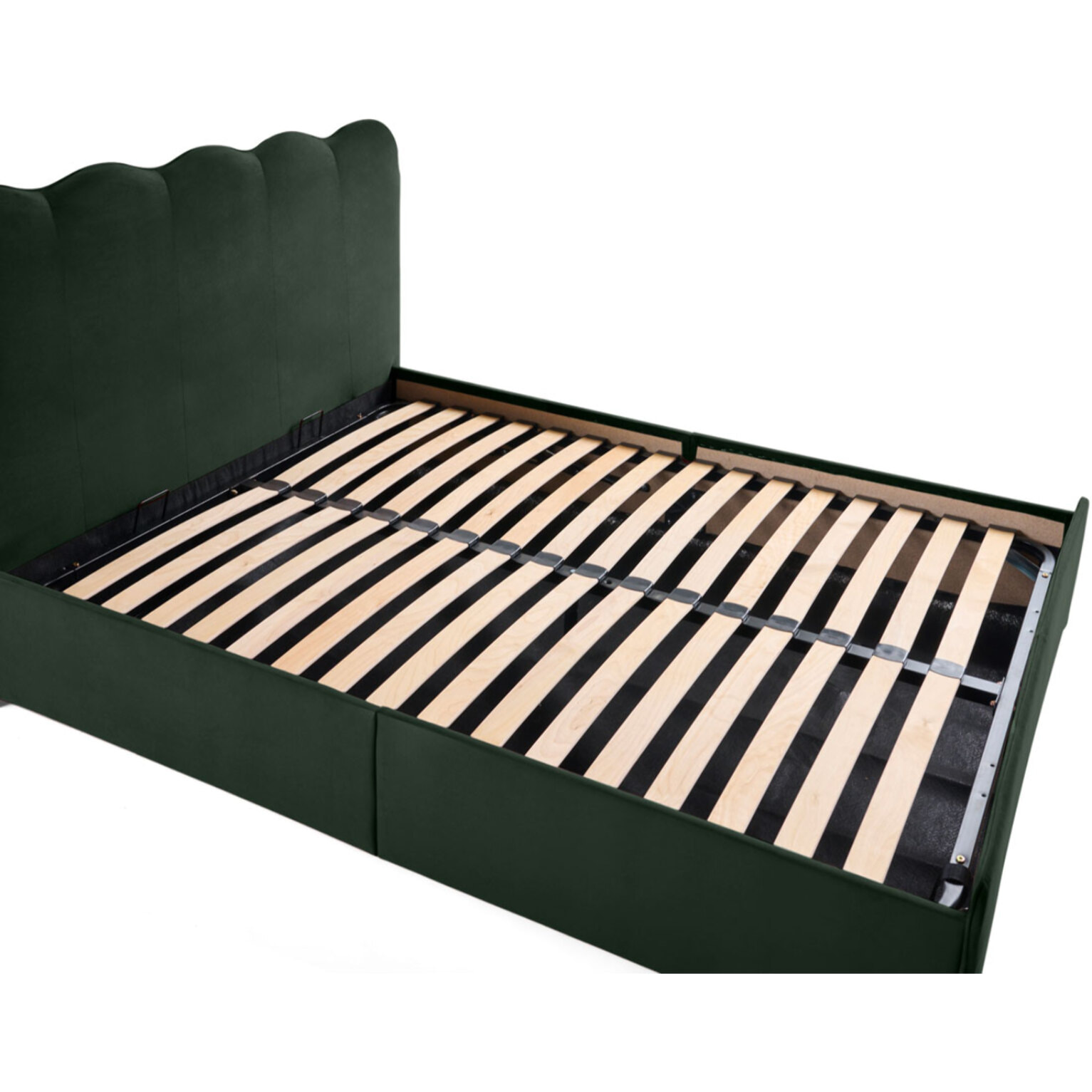 Kahlo - lit coffre - 160x200 - en velours - sommier inclus - Vert