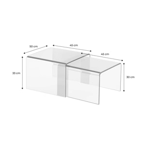 Tables gigognes rectangulaire et carrée verre trempée GLINTZ
