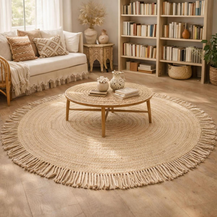 Tapis kilim rond fabriqué à la main en jute TYCUTO