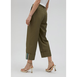Pantaloni popeline orlo risvolto
