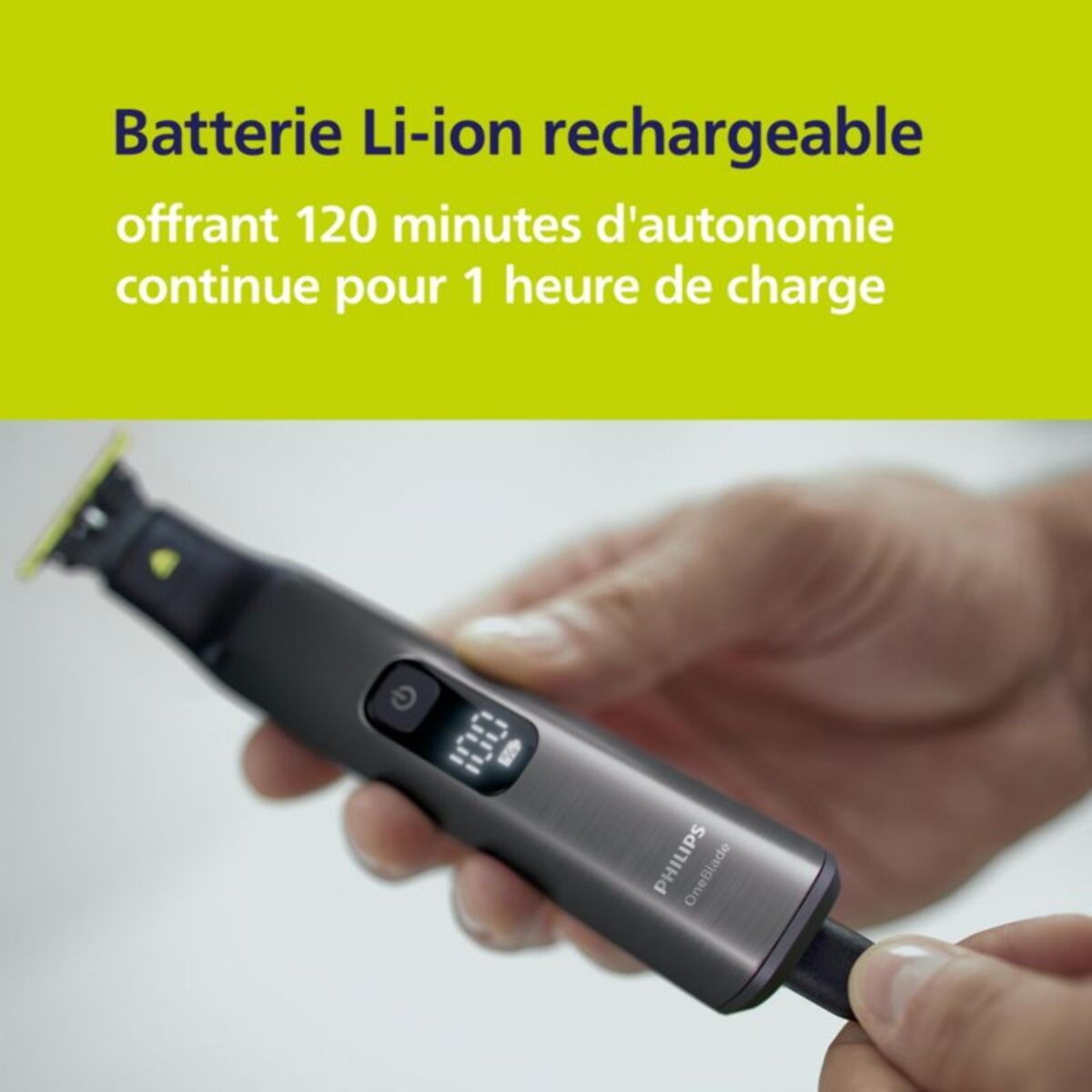 Tondeuse multi usages PHILIPS OneBlade QP6652/61, molette réglable, 20 hauteurs de coupe, précision 0,4 mm, autonomie 120 mn