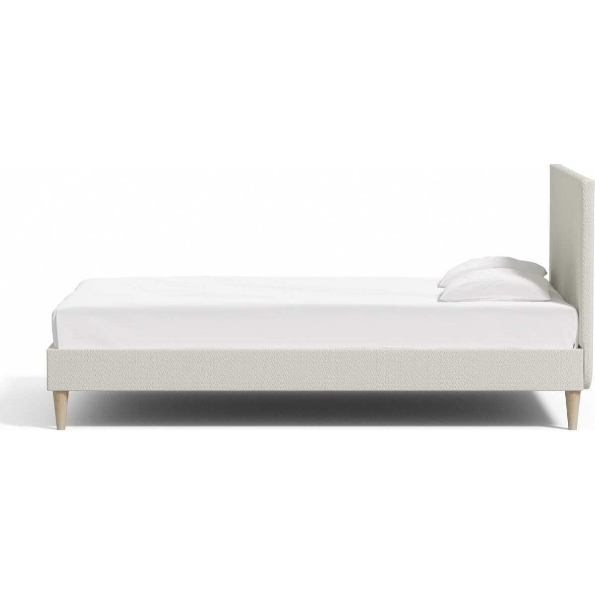 Lit adulte en tissu bouclé avec tête de lit matelassée - ELIOT