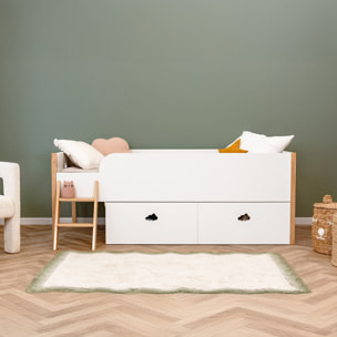 Lit Nuage enfant mi-hauteur avec deux tiroirs 90x190cm - Hypnia