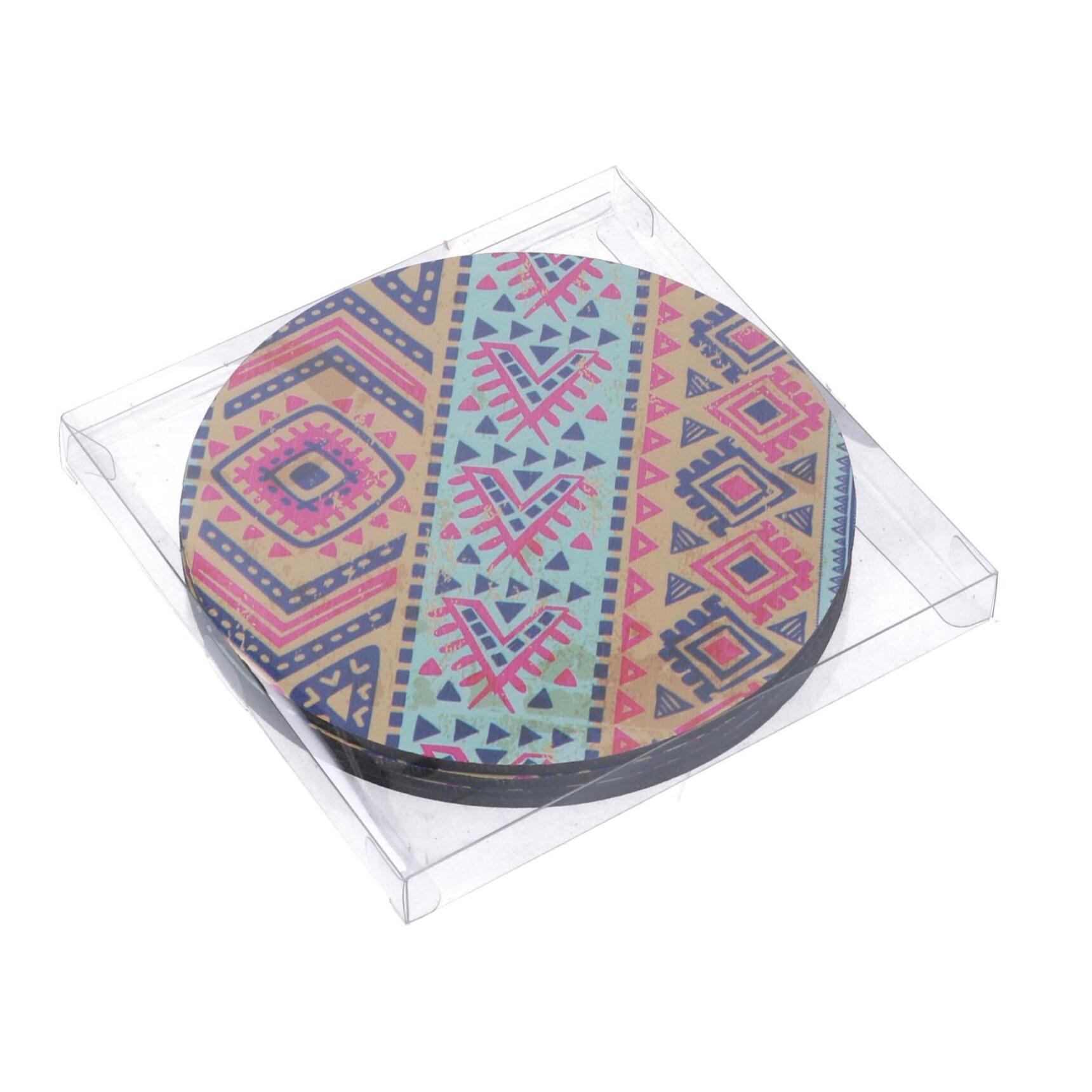 Sottopentola in legno confezione da 4 pezzi arancione tondo cmø18h0,5