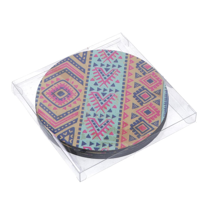 Sottopentola in legno confezione da 4 pezzi arancione tondo cmø18h0,5