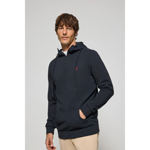 Sudadera azul marino de media cremallera con capucha y bordado Rigby Go