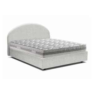 Letto piazza e mezza Acy, Letto contenitore con rivestimento in tessuto, 100% Made in Italy, Apertura frontale, con materasso Cm 120x190 incluso, Bianco