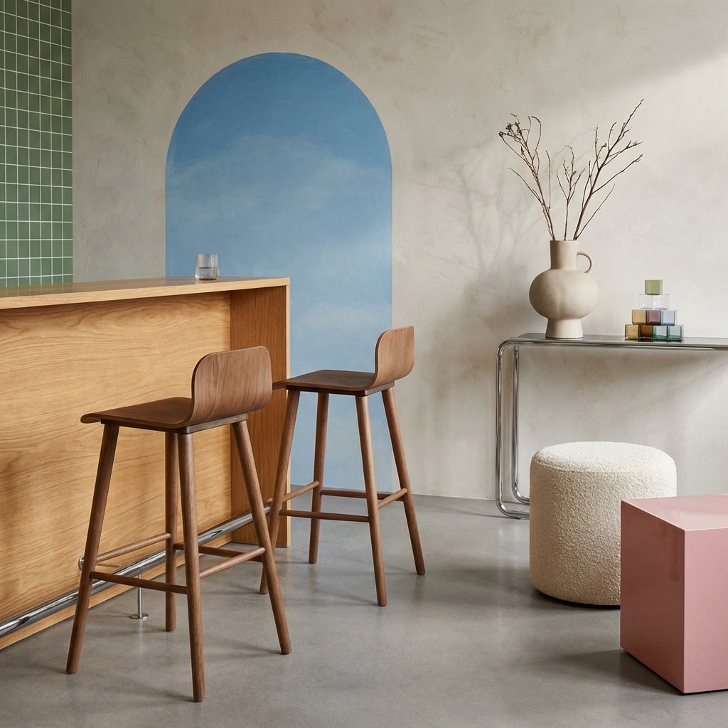 Tabouret de bar scandinave bois d'hévéa 67,5cm (lot de 2) CASSIA