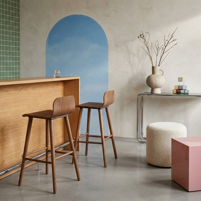 Tabouret de bar scandinave bois d'hévéa 67,5cm (lot de 2) CASSIA