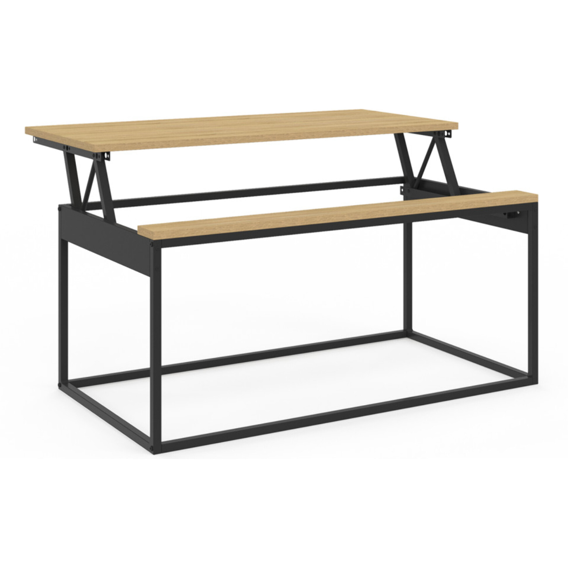 Table basse Memphis relevable bois pieds noirs