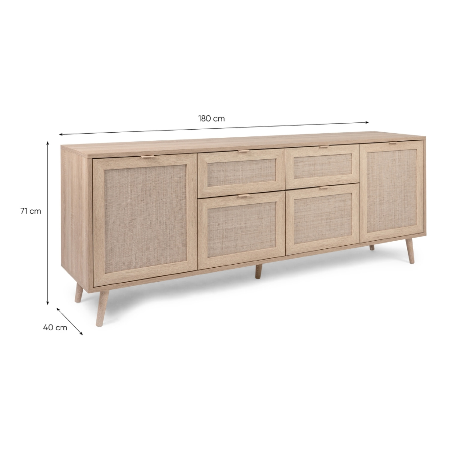 Buffet avec tiroirs et placards effet cannage CARINA