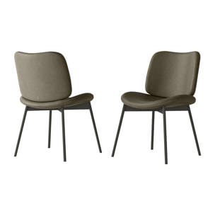 SET DI 2 SEDIE MAKO- STRUTTURA GRIGIO CARBONE, ECOPELLE FANGO