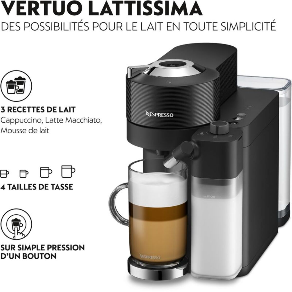Nespresso DELONGHI Vertuo Lattissima Noir ENV300.B