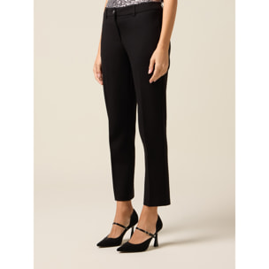 Oltre - Pantalones pitillo en punto milano - Negro