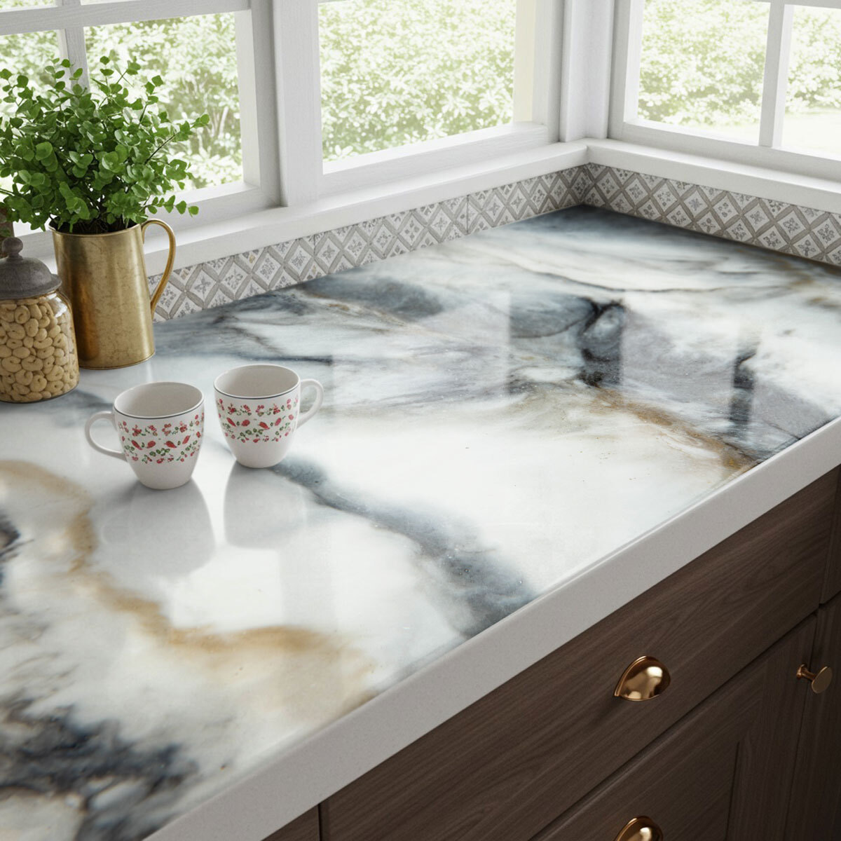 Rouleau revêtement adhésif imperméable - Sticker lavable plan de travail - ÉPOXY ZÉNITH