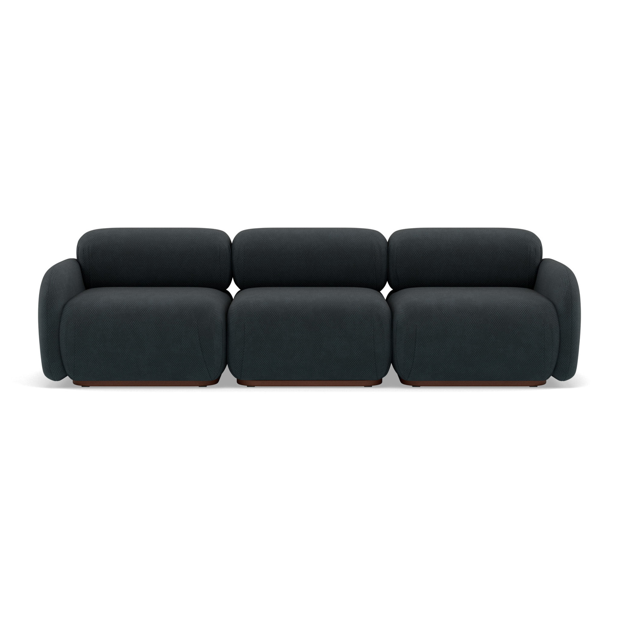 Penelope - canapé droit modulable 3 places en velours texturé - Noir