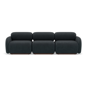 Penelope - canapé droit modulable 3 places en velours texturé - Noir