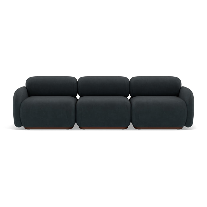 Penelope - canapé droit modulable 3 places en velours texturé - Noir