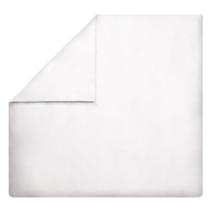 Parure de lit unie en satin de coton bio, taies carrées, TEOPHILE, Blanc Hermine