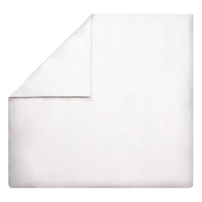 Parure de lit unie en satin de coton bio, taies carrées, TEOPHILE, Blanc Hermine