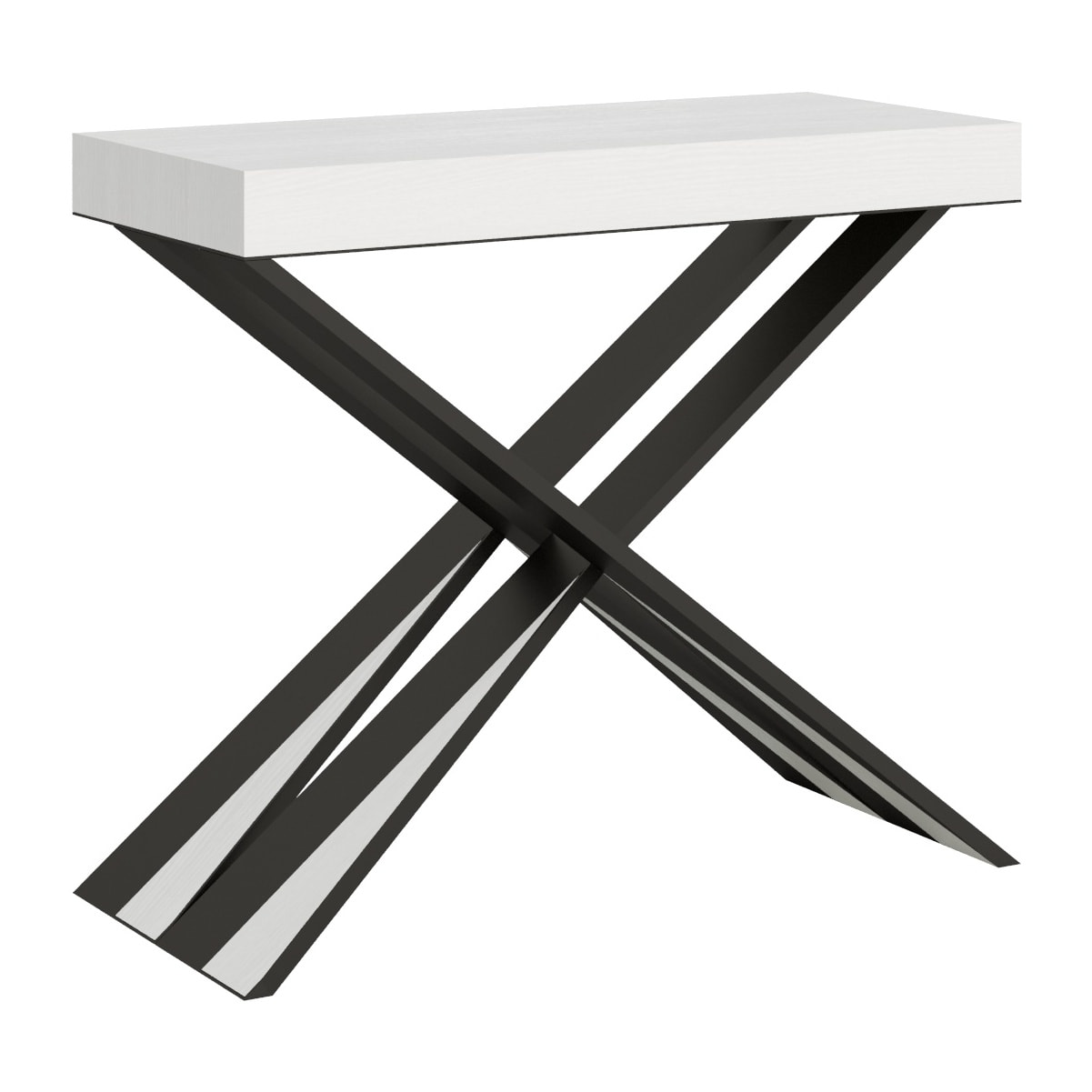 Consolle allungabile 90x40/300 cm Diago Premium Bianco Frassino telaio Antracite