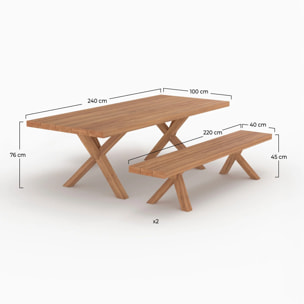 Table et bancs de jardin 10 personnes en bois - Soraya