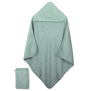 Cape de bain et gant Coton bio-Aqua